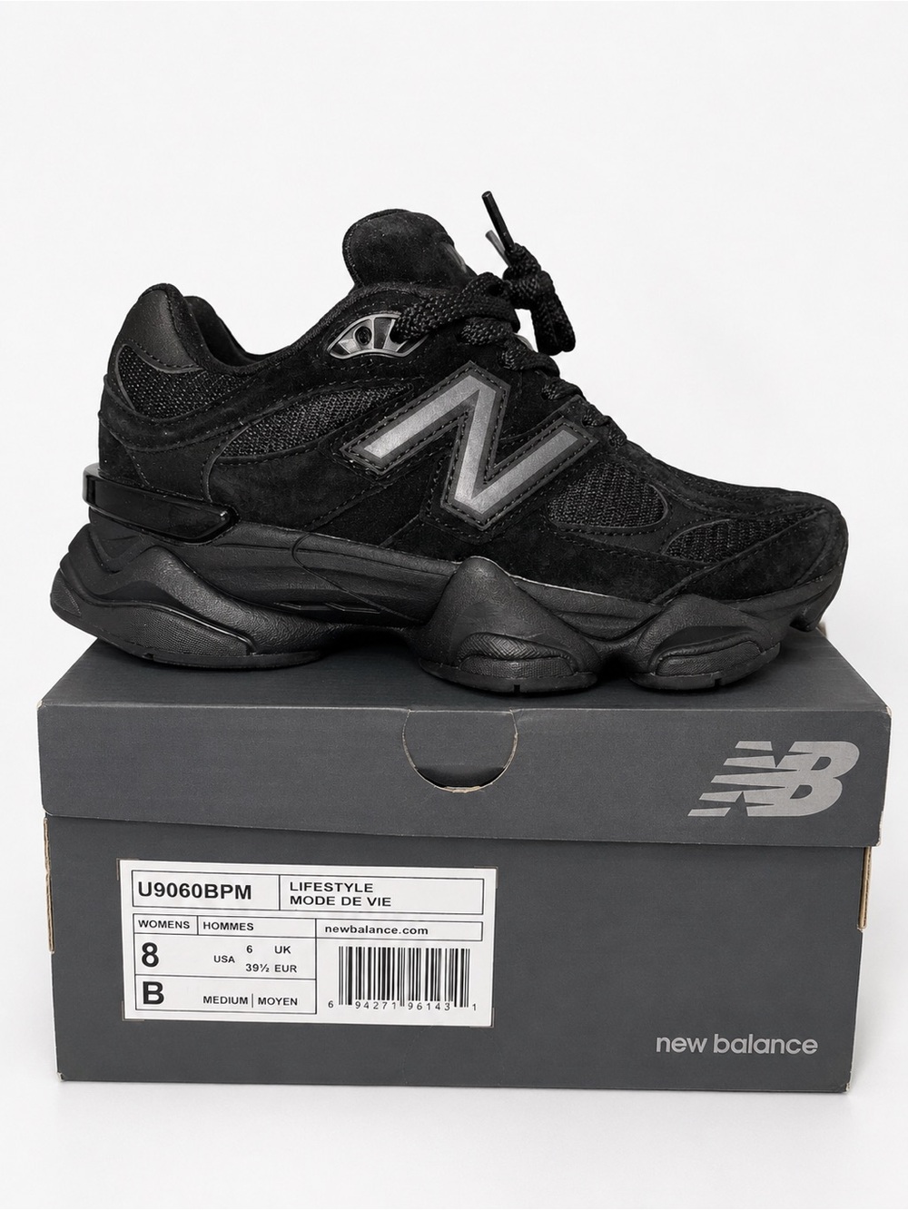 New Balance Black Suede & Mesh Chunky Sneaker